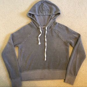 Aerie Cropped Grey Fuzzy Hoodie